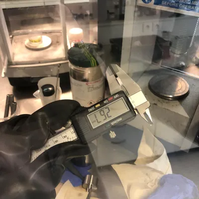 Measuring pellet thickness with a digital caliper
