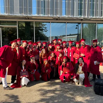 The full MESC+ graduating class outside Université de Picardie
