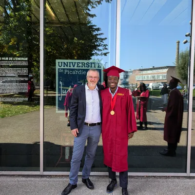 Graduation day with Prof. Simon at Université de Picardie