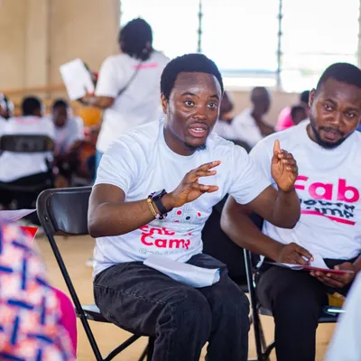 Presenting at the Fab Hub Ashanti youth camp